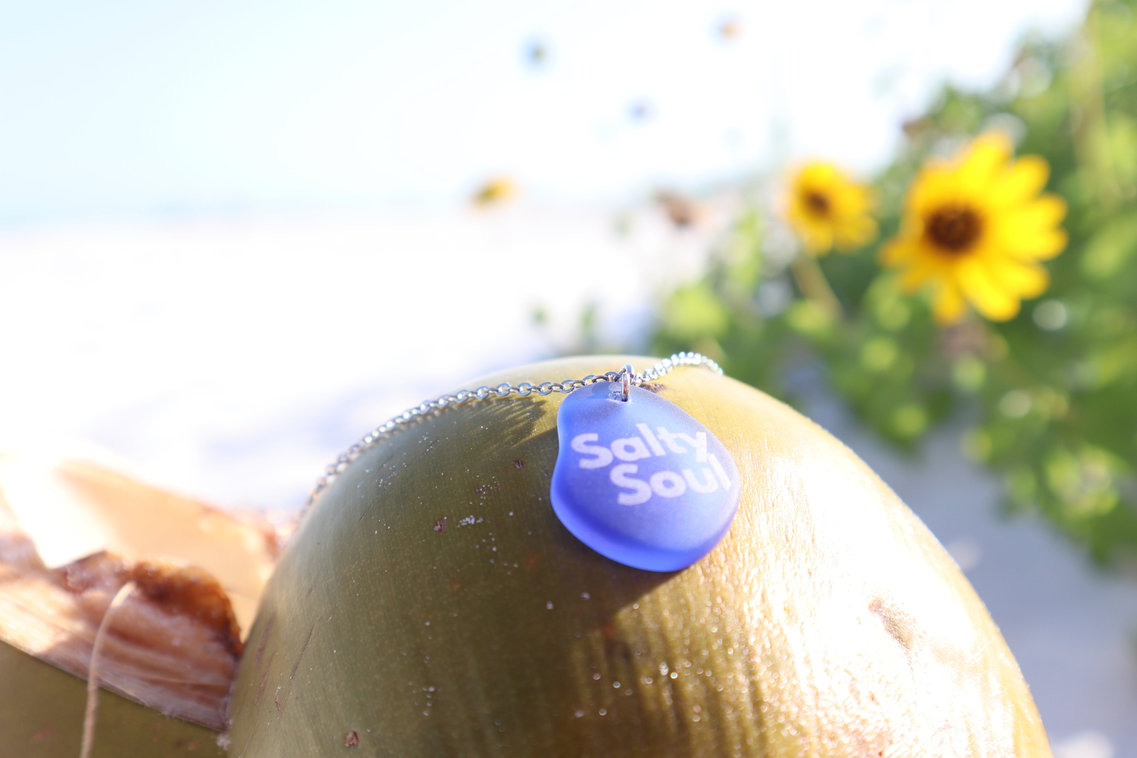 Salty Soul Coastal Boho Sea Glass Necklace l Laser Engraved