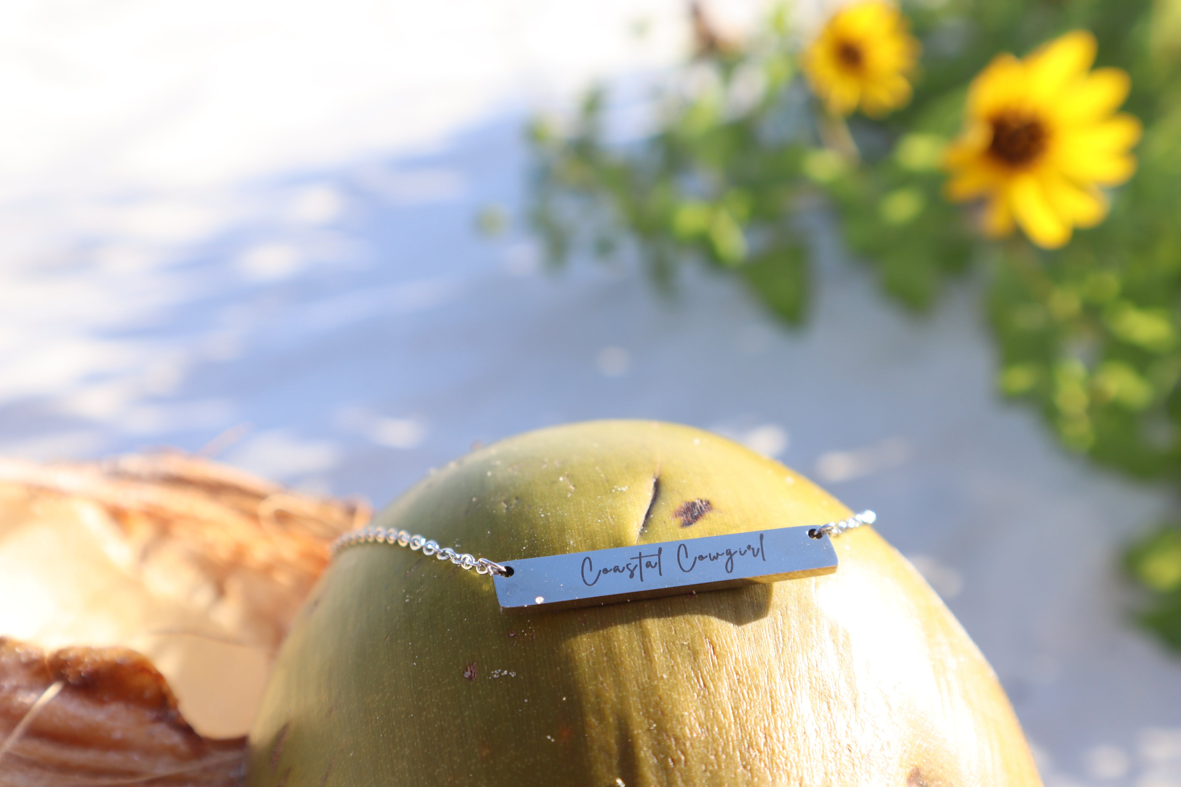Coastal Cowgirl Minimalist Boho Coastal Bar Necklace l Laser Engraved